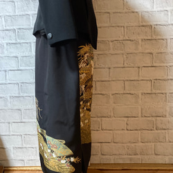 黒留袖リメイク　絹　ワンプリーツスカート 4枚目の画像