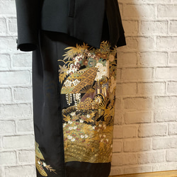 黒留袖リメイク　絹　ワンプリーツスカート 6枚目の画像