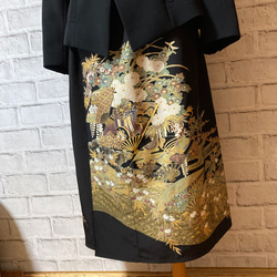 黒留袖リメイク　絹　ワンプリーツスカート 1枚目の画像