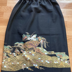 黒留袖リメイク　絹　ワンプリーツスカート 12枚目の画像