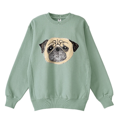 うるうる瞳のパグみつ PUG パグ ゆるめ 裏起毛 スウェット ユニ