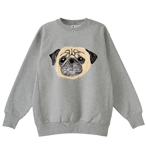 うるうる瞳のパグみつ PUG パグ ゆるめ 裏起毛 スウェット ユニ