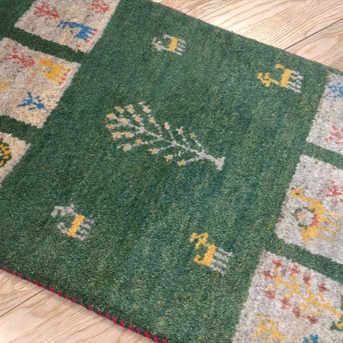 【夏のキャンペーン】ペルシャ　ギャッベ 玄関　90×62 ベージュ生命の木　葉 夏のキャンペーン】ペルシャ ギャッベ 玄関 90×62 ベージュ 生命