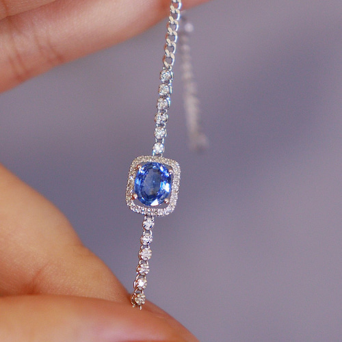 天然ダイヤモンド付きサファイアブレスレットk18 ブレスレット パール  