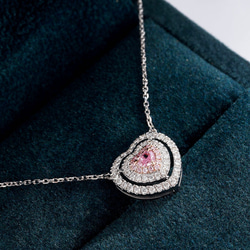 ハート形　ピンクダイヤモンド付きネックレスk18 1枚目の画像