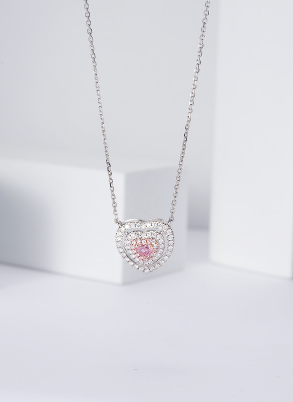 ハート形　ピンクダイヤモンド付きネックレスk18 4枚目の画像