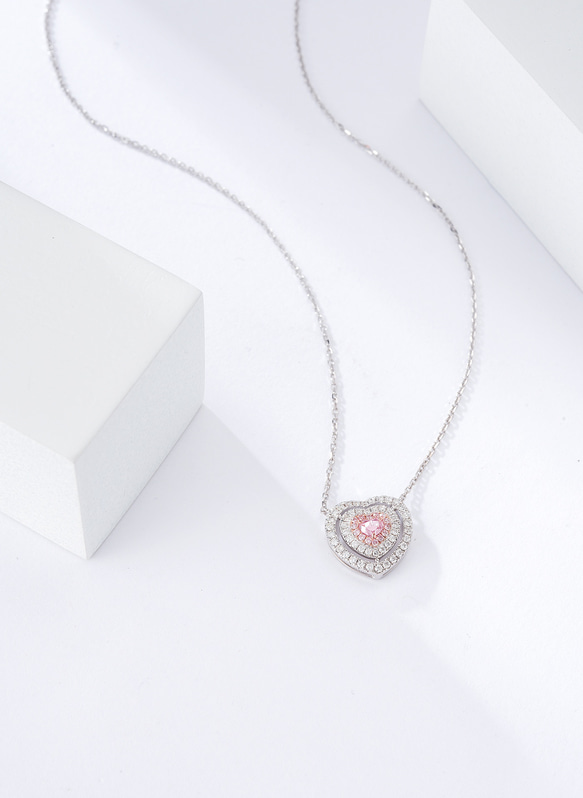 ハート形　ピンクダイヤモンド付きネックレスk18 3枚目の画像
