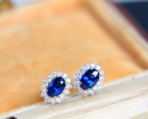 little emblem K18 ダイヤモンド サファイア ピアス 片耳 天然ダイヤモンド付きサファイアピアスk18 ピアス（スタッド・一粒