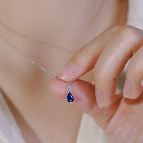 水滴形 サファイアペンダントk18 ネックレス・ペンダント パール大好き