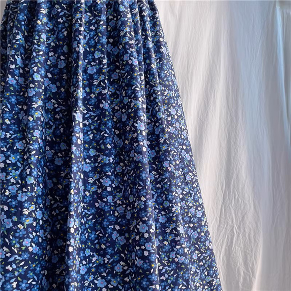 [500円割引]美しい柄 花　花畑 綿麻スカート　ギャザー ロングスカート 3枚目の画像