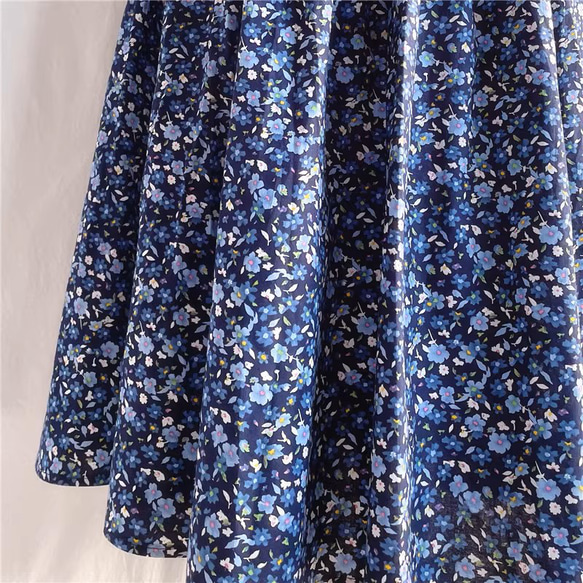 [500円割引]美しい柄 花　花畑 綿麻スカート　ギャザー ロングスカート 2枚目の画像