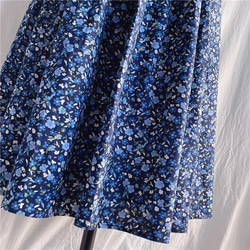 [500円割引]美しい柄 花　花畑 綿麻スカート　ギャザー ロングスカート 5枚目の画像