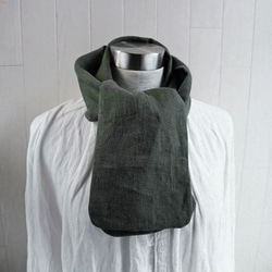 新品！秋冬 溫暖拉絨亞麻圍巾 深綠色 第4張的照片