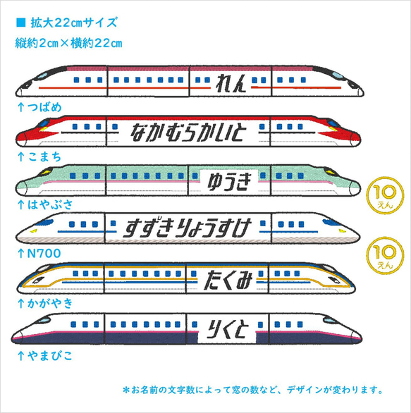 お名前ワッペン　新幹線 連結 10枚目の画像