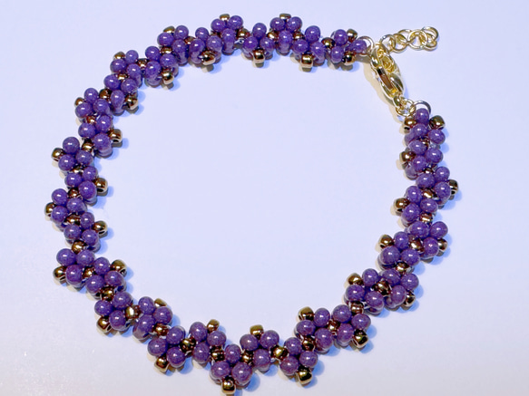 レトロ感のあるブレスレット(紫1本) ハンドメイド(ビーズ