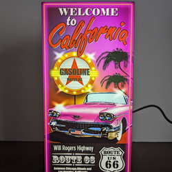 【Lサイズ】ルート66 アメ車 カリフォルニア ガソリンスタンド 店舗 自宅 ガレージ 看板 置物 雑貨 ライトBOX 2枚目の画像