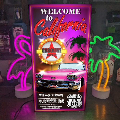 Lサイズ】ルート66 アメ車 カリフォルニア ガソリンスタンド 店舗 自宅 