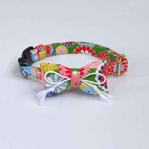 ハイカラリボン首輪 選べる4色] 猫 首輪 猫用首輪 正月 リード・首輪