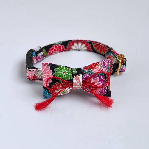 ハイカラリボン首輪 選べる4色] 猫 首輪 猫用首輪 正月 リード・首輪