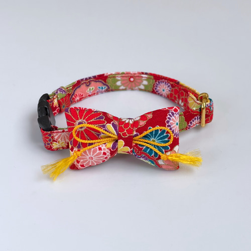 ハイカラリボン首輪 選べる4色] 猫 首輪 猫用首輪 正月 リード・首輪