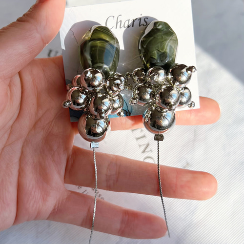 再販】ニュアンス シルバーピアス/イヤリング 大ぶり モード系