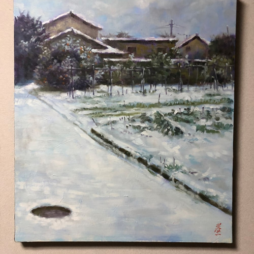 水彩アート「初雪」1点物、手描き、真筆 水彩アート「初雪」1点物、手描き、真筆