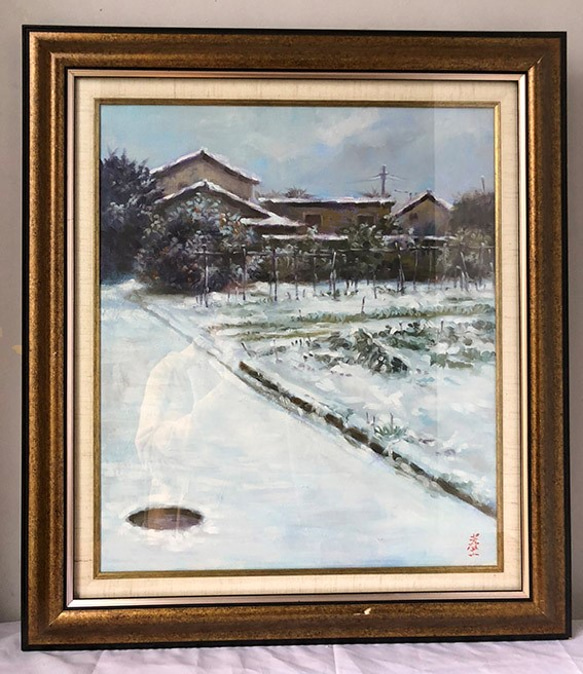 水彩アート「初雪」1点物、手描き、真筆 水彩アート「初雪」1点物、手描き、真筆 【公式通販】