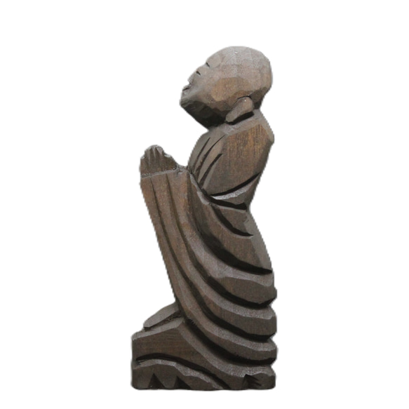 主題作品《祈願》(16cm jk5101)佛像圓空佛複製品木雕 第4張的照片