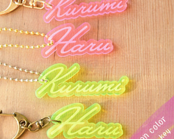 期間限定価格）キラキララメ3Dアクリルネームキーホルダー