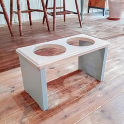 ドッグフードボウルスタンド＆ダイニングテーブルセット ペット用家具のオーダーメイド 犬用エサ台 アンティーク調テーブル 4枚目の画像
