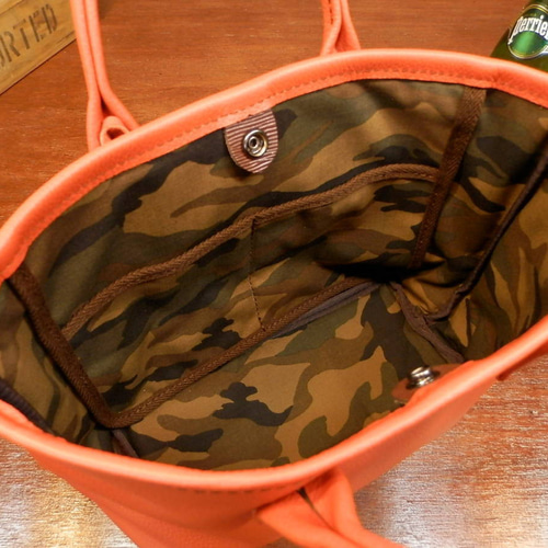 受注生産☆カモフラ迷彩裏地カスタム☆鮮やかなオレンジレザーの