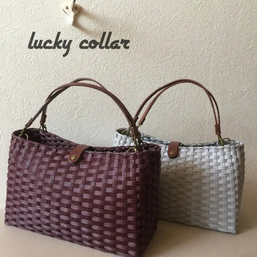 カゴバック ラッキーカラー 紫 グレー かごバッグ Konatu 通販｜Creema  