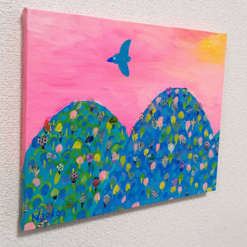 絵画空と鳥4 A4サイズ額縁無し原画