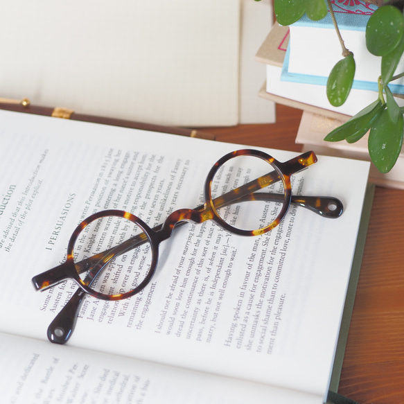 本鼈甲 ブラウン系 四角形フレームメガネ