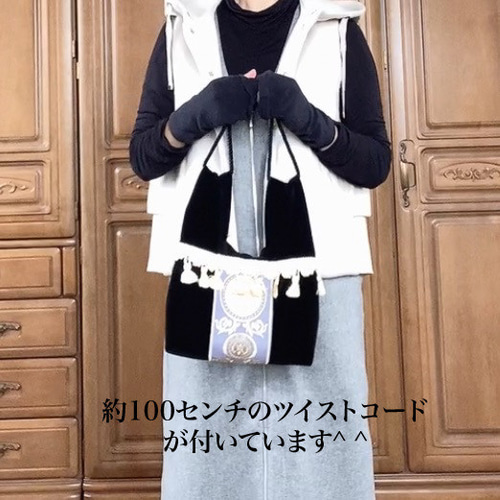 トルコ刺繍リボン(ブルー)のハンドバッグ♥︎ショルダーバッグ