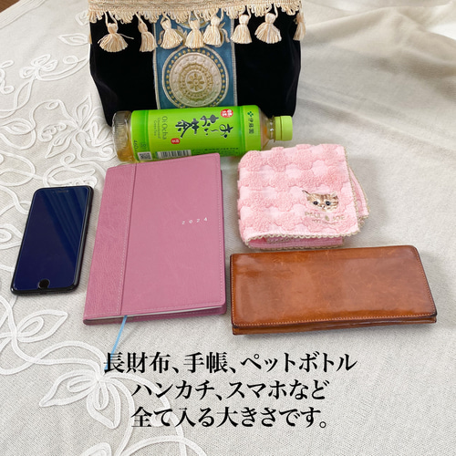 トルコ刺繍リボン(ブルー)のハンドバッグ♥︎ショルダーバッグ