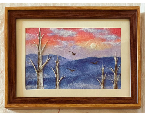 Amazon.co.jp: 和紙ちぎり絵 葉書サイズ原画 山並み 日本風景
