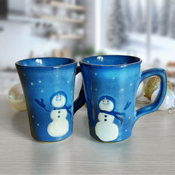 【陶器】雪だるまのマグカップ 1枚目の画像