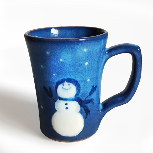 【陶器】雪だるまのマグカップ 2枚目の画像