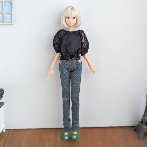 1042【momokoDOLL ジーパン】ローライズダメージデニムパンツ※1/6 