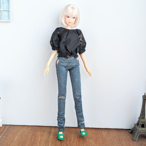 1042【momokoDOLL ジーパン】ローライズダメージデニムパンツ※1/6 