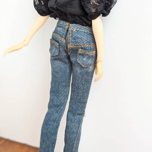 1042【momokoDOLL ジーパン】ローライズダメージデニムパンツ※1/6 