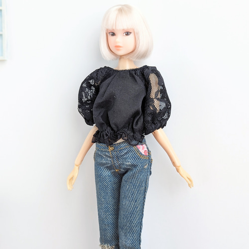 1042【momokoDOLL ジーパン】ローライズダメージデニムパンツ※1/6 