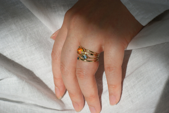 K10製　メキシコオパールとダイヤモンドのリング 5枚目の画像