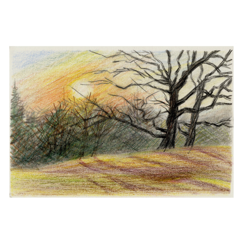Winter Walking Path Landscape Painting Sunset 夕暮れ 風景画 Winter Walking Path Landscape Painting Sunset 夕暮れ 風景画