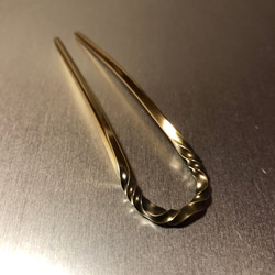 brass wave twist hair fork かんざし ヘアスティック 2枚目の画像