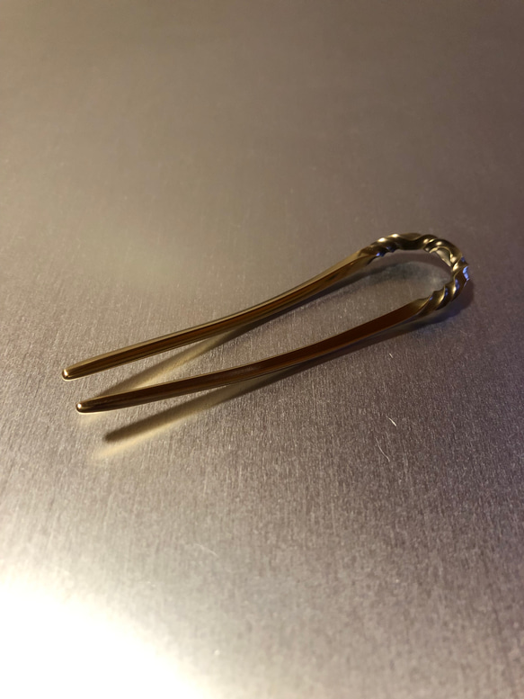 brass wave twist hair fork かんざし ヘアスティック 3枚目の画像