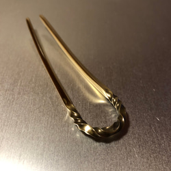 brass wave twist hair fork かんざし ヘアスティック 1枚目の画像