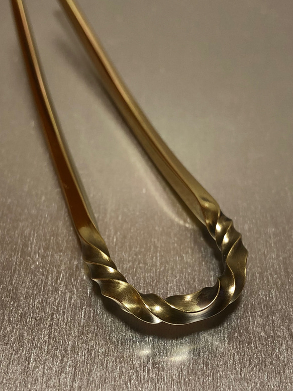 brass wave twist hair fork かんざし ヘアスティック 6枚目の画像