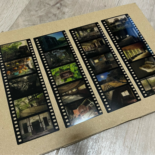 廃墟写真ネガ風 クリアしおり 4種セット しおり・ブックマーク